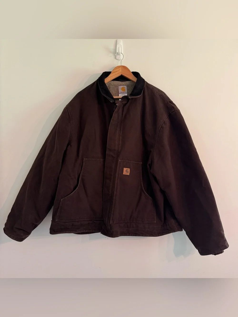 Carhartt Dearborn Jacket Mens 2XL J164 DKB Sherpa Lined Distressed 2000s Mexico